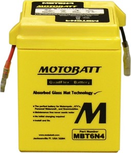 MotoBatt MBT6N4 Quadflex AGM Sealed Battery - Sealed AGM battery, universal fit