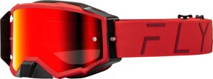 Fly Racing Zone Pro Goggle Red with Red Mirror/Smoke Lens - Red offroad goggles with red mirror/smoke lens
