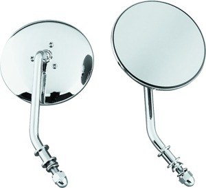 Bikers Choice 4 Inch Round Chrome Short Stem Right Mirror 65-Up - Short stem right chrome round mirror For 1965-Up models
