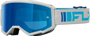 Fly Racing Youth Zone Goggle Silver/Blue Dark Blue Mirror Lens - Youth offroad goggle Silver/Blue with Blue Mirror lens