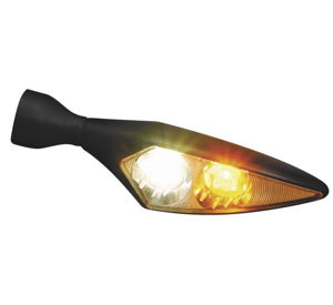 Kuryakyn Rhombus Front Left Light White/Amber Satin Black