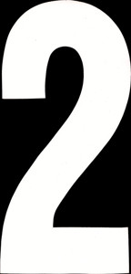 #2 4" Tall White "Extreme" Stick-On Race Numbers - 3 Pack