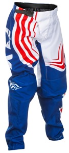 Fly Racing Youth F-16 Pants Red/White/Blue Size 24 - Durable youth riding pants in size 24