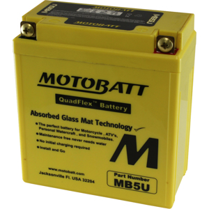 MotoBatt MB5U Quadflex AGM Sealed Battery - Sealed AGM battery with Quadflex terminals