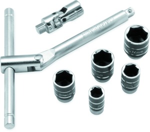 BikeMaster 1/4in Drive Compact Sliding and Folding T-Handle Set - Compact T-handle set with sockets by BikeMaster