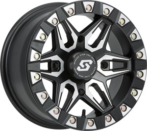 Sedona Split 6 Beadlock Wheel 14x7 4/156 4+3 Black Machined - 14x7 beadlock wheel, 4/156 bolt pattern, Black Machined