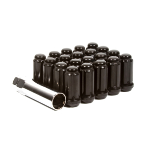 Lug Nut Kit - Extended Thread Spline - 14x1.5 - 5 Lug Kit - Black