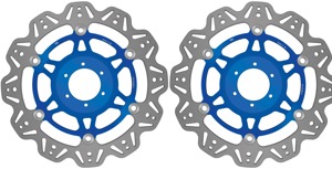 Front VEE Brake Rotors - Blue - VEE Style Brake Rotor - Blue Center Front Set