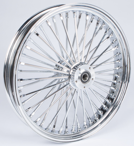 HardDrive Chrome 48-Spoke Front Wheel 21x3.5in 1in Axle For FLT 2000-Up - 21x3.5in chrome front wheel, 1in axle For FLT 2000-Up