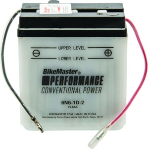 BikeMaster 6N6-1D-2 Conventional Motorcycle Battery - 48 CCA replacement battery 6N6-1D-2