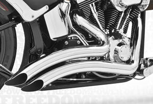 Sharp Curve Radius Chrome Full Exhaust - For 86-16 Harley Davidson FLS FXS