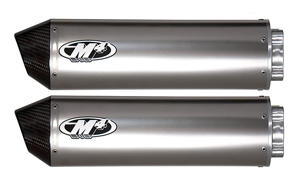 Titanium Dual Bolt On Exhaust Mufflers - For 99-03 Suzuki TL1000R