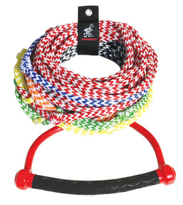 Airhead Ski Rope 8-Section with TPR Diamond Grip Handle - 8-section ski rope with color-coded loops