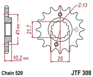 JT Front Sprocket 14T-520 w/ Rubber Damper