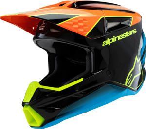Alpinestars Youth SM3 Fray Helmet Black/Orange/Yellow Fluo YS - Youth MX helmet with advanced impact protection