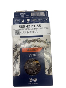 16" / 55DL X-CUT S93G Semi-Chisel Chainsaw Chain 3/8" Pitch .050" Gauge Mini