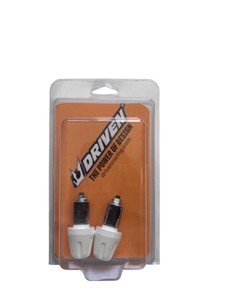 Driven Bar End Weights V1 White - Handlebar bar end weights in white