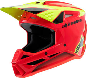 Alpinestars SM3 Youth Fray Helmet Red/Yellow Fluo Large - Youth MX helmet in Red/Yellow Fluo - Size Large