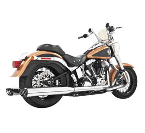Racing Duals 4" Chrome Full Exhaust Black Tip - For 07-17 HD Softail