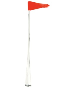 10 Pack 1 Piece Straight Mount Whip Flag - 6' x 1/4" White Pole & Orange Pennant