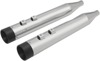 Dual Chrome 4" Slip On Exhaust Black Cap - For 95-16 Harley FLH FLT