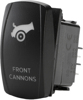 "Front Cannons" Momentary Illuminated Rocker Switch - Amber Lighted SPST "Front Cannons" Momentary Illuminated Rocker Switch - Amber Lighted SPST