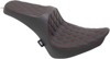 Predator 3 Vinyl Double Diamond 2-Up Seat Black/Red - For 00-05 FXST, 00-17 FLST, 00-06 FLSTF