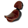 Brown & Black Renegade Lariat Plain Leather Solo Low Gel Seat W/ Backrest - For FLSTN FLSTC