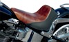 Brown & Black Renegade Lariat Plain Leather Solo Low Gel Seat W/ Backrest - For FLSTN FLSTC