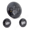 Letric Lighting 7" LED Headlight w/ Passing Lamps Black