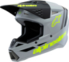 Alpinestars SM3 Youth Radium Helmet Gray/Blk/Ylw Fluo YL - Youth MX helmet in Gray/Black/Yellow Fluo, size YL