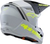 Alpinestars SM3 Youth Radium Helmet Gray/Blk/Ylw Fluo YL - Youth MX helmet in Gray/Black/Yellow Fluo, size YL