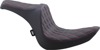 Predator III Seat- Double Diamond Red Thread 7in Tall Rider Support-2Up - Fits 07-17 FLSTF, 06-10 FXST, 08-11 FLSTSB