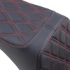 Predator III Seat- Double Diamond Red Thread 7in Tall Rider Support-2Up - Fits 07-17 FLSTF, 06-10 FXST, 08-11 FLSTSB