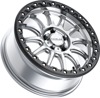 Raceline Alpha Beadlock Wheel Hyper Silver/Black 17x7 5x114.3 +40 - 17x7 beadlock wheel Hyper Silver/Black For Polaris RZR R