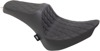 Predator III Seat- Double Diamond Black Thread 7in Tall Rider Support-2Up - For 00-05 FXST, 00-17 FLST, 00-06 FLSTF