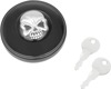 Drag Specialties Screw-In Locking Skull Gas Cap Black Chrome Vented - Locking skull gas cap, black/chrome, vented