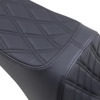 Predator III Seat- Double Diamond Black Thread 7in Tall Rider Support-2Up - Fits 07-17 FLSTF, 06-10 FXST, 08-11 FLSTSB