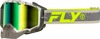 FLY RACING Zone Snow Goggle Grey/Hi-Vis Green Mirror - Snow goggle with dual pane lens