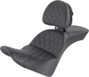 Explorer Lattice 2-Up Seat Black w/Backrest - For 18-21 Harley FLDE FLHC/S FLSL
