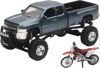 1:32 Truck and Dirt Bike Set Grey Chevy 4X4 Honda CR250R Replica 1:32 Truck and Dirt Bike Set Grey Chevy 4X4 Honda CR250R Replica