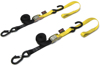 1"x6' Soft-Tye Tie Down w/Secure Hook - Pair, Black & Yellow