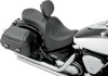 Mild Stitched Vinyl 2-Up Seat Black Low w/Backrest - For Yamaha Road Star