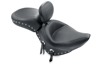 Mustang Wide Solo Seat w/ Backrest Chrome Studs 17.5"