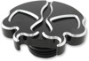 Drag Specialties Split Skull Gas Cap Non-Vented Black For Harley-Davidson - Non-vented black gas cap for Harley-Davidson models