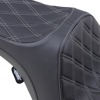 Drag Specialties Predator III Seat Black/Silver For Harley FLHR/FLHX 99-07 - One-piece seat For Harley FLHR/FLHX 1999-2007