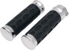Drag Specialties Custom Rubber Grips Chrome Black Pair For Harley-Davidson