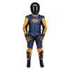 Men's Apex V1 RR Leather One-Piece Race Suit Orange/Blue X-Large