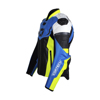 Men's Apex V1 Leather Armored Riding Jacket Blue/HiViz Small