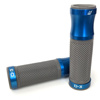 D3 Motorcycle Grips - Gray w/ Blue Metal Trim, 7/8" bars w/ Twist Throttle D3 Motorcycle Grips - Gray w/ Blue Metal Trim, 7/8" bars w/ Twist Throttle
